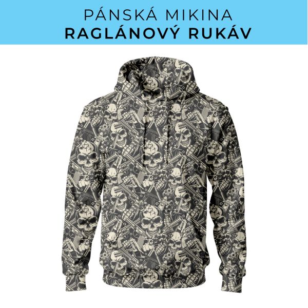 PÁNSKÝ střih - mikina raglan ZÁKLADNÍ s kapucí