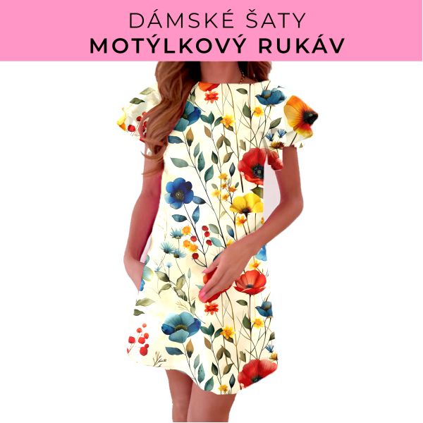 DÁMSKÝ střih - šaty s motýlkovým rukávem