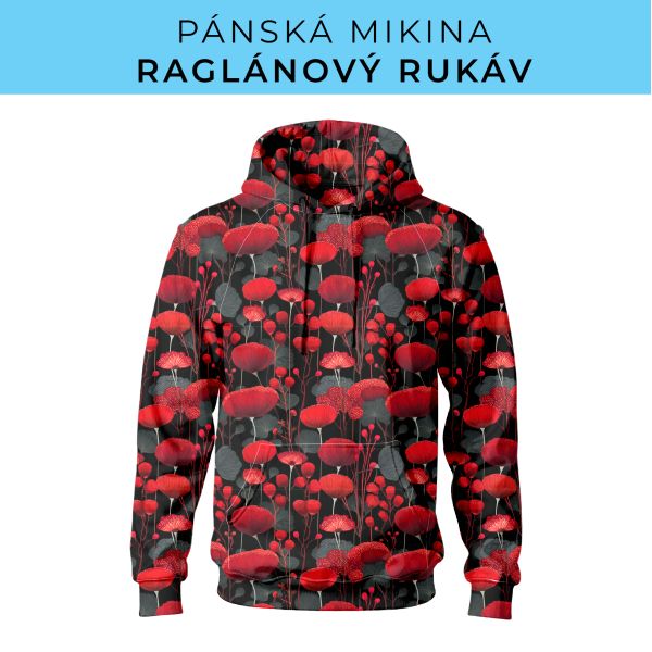 PÁNSKÝ střih - mikina raglan ZÁKLADNÍ s kapucí