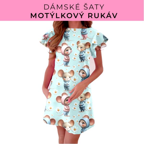 DÁMSKÝ střih - šaty s motýlkovým rukávem