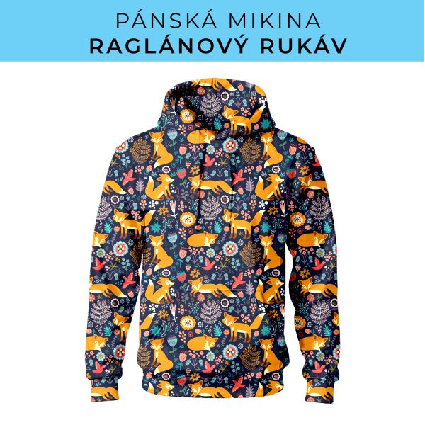 PÁNSKÝ střih - mikina raglan ZÁKLADNÍ s kapucí