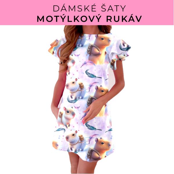 DÁMSKÝ střih - šaty s motýlkovým rukávem