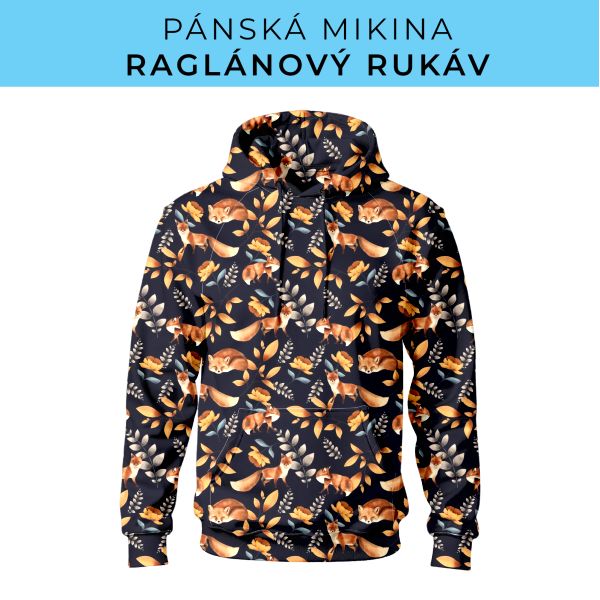 PÁNSKÝ střih - mikina raglan ZÁKLADNÍ s kapucí