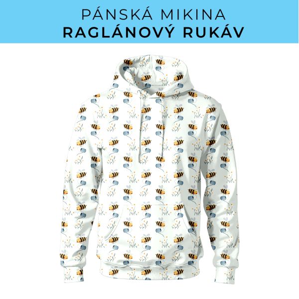 PÁNSKÝ střih - mikina raglan ZÁKLADNÍ s kapucí
