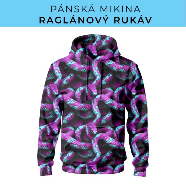 PÁNSKÝ střih - mikina raglan ZÁKLADNÍ s kapucí