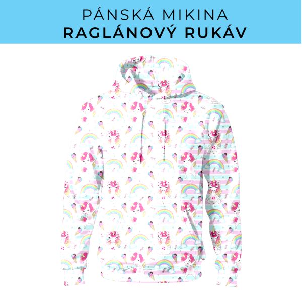 PÁNSKÝ střih - mikina raglan ZÁKLADNÍ s kapucí
