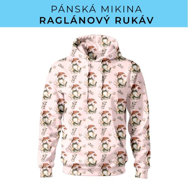 PÁNSKÝ střih - mikina raglan ZÁKLADNÍ s kapucí