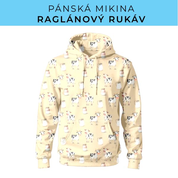 PÁNSKÝ střih - mikina raglan ZÁKLADNÍ s kapucí