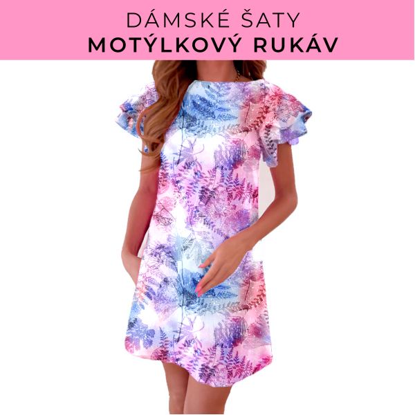 DÁMSKÝ střih - šaty s motýlkovým rukávem
