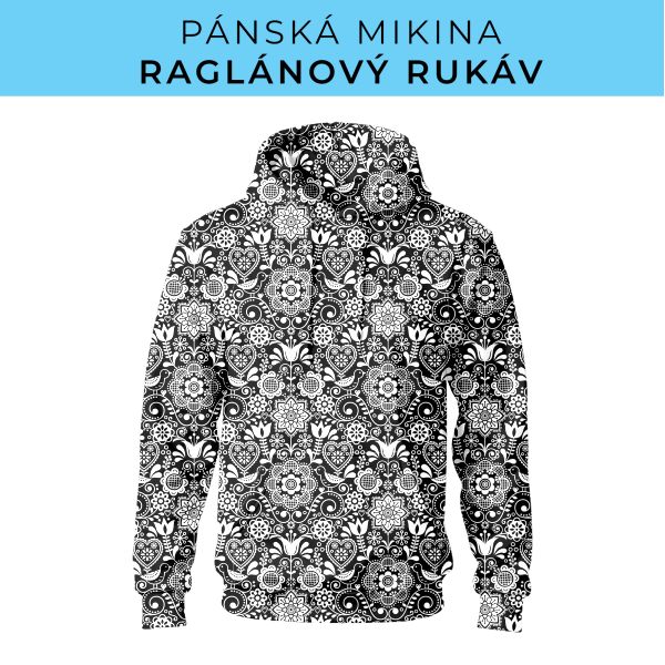 PÁNSKÝ střih - mikina raglan ZÁKLADNÍ s kapucí