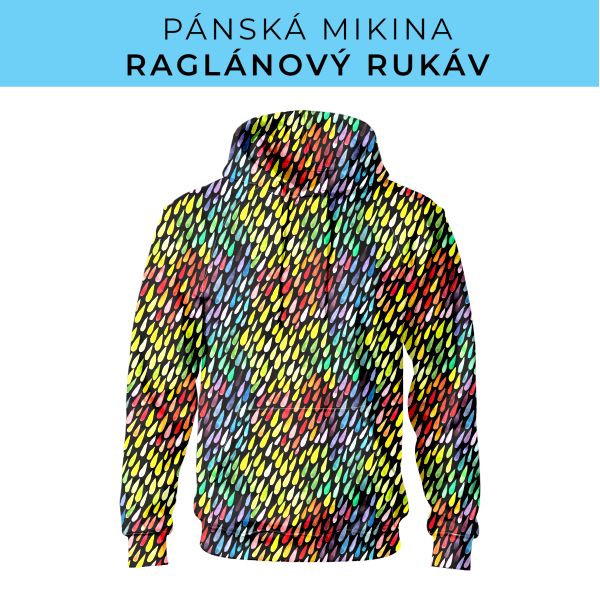 PÁNSKÝ střih - mikina raglan ZÁKLADNÍ s kapucí