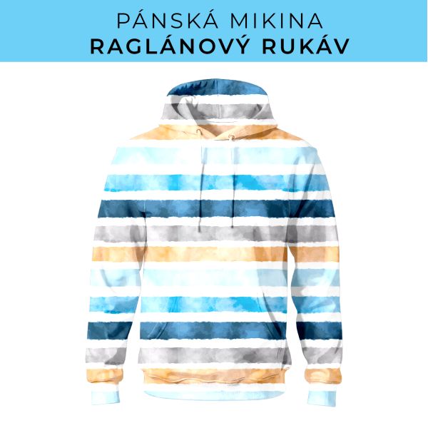 PÁNSKÝ střih - mikina raglan ZÁKLADNÍ s kapucí