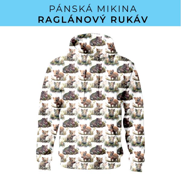 PÁNSKÝ střih - mikina raglan ZÁKLADNÍ s kapucí