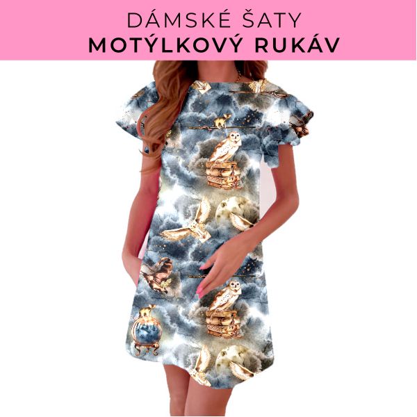 DÁMSKÝ střih - šaty s motýlkovým rukávem