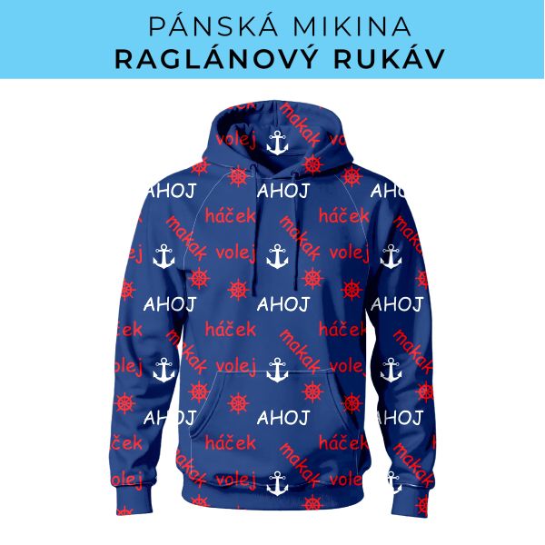 PÁNSKÝ střih - mikina raglan ZÁKLADNÍ s kapucí