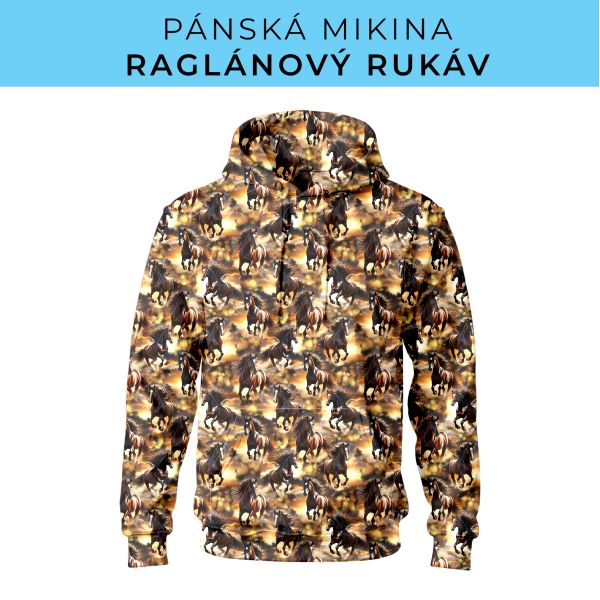 PÁNSKÝ střih - mikina raglan ZÁKLADNÍ s kapucí