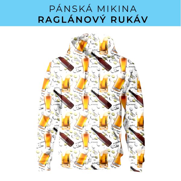 PÁNSKÝ střih - mikina raglan ZÁKLADNÍ s kapucí