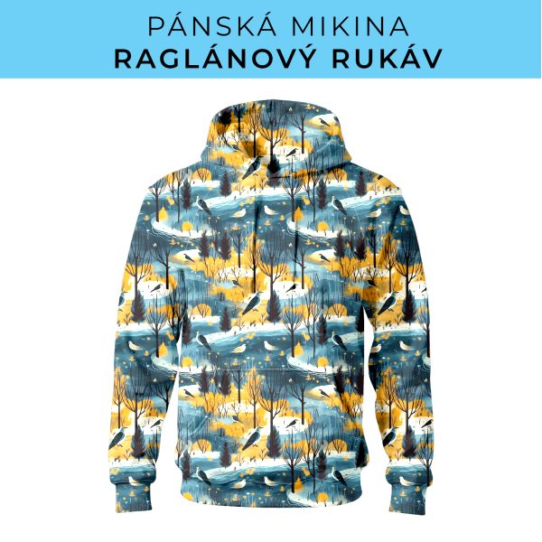 PÁNSKÝ střih - mikina raglan ZÁKLADNÍ s kapucí