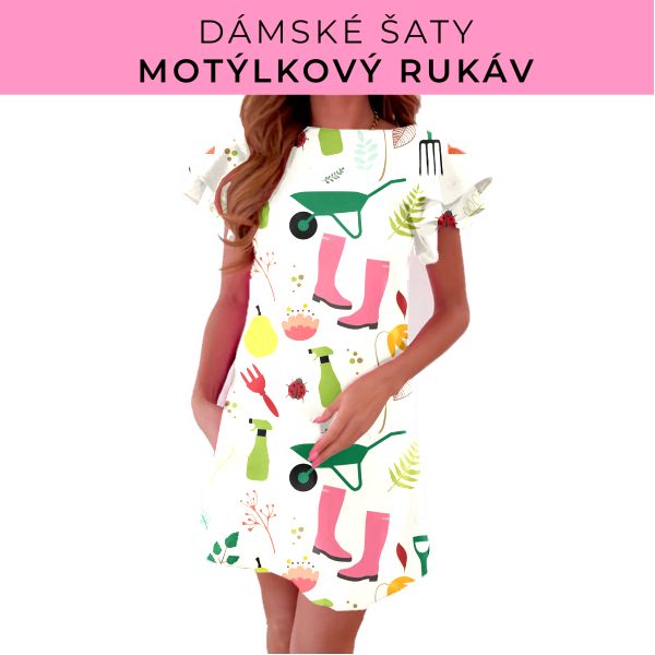 DÁMSKÝ střih - šaty s motýlkovým rukávem