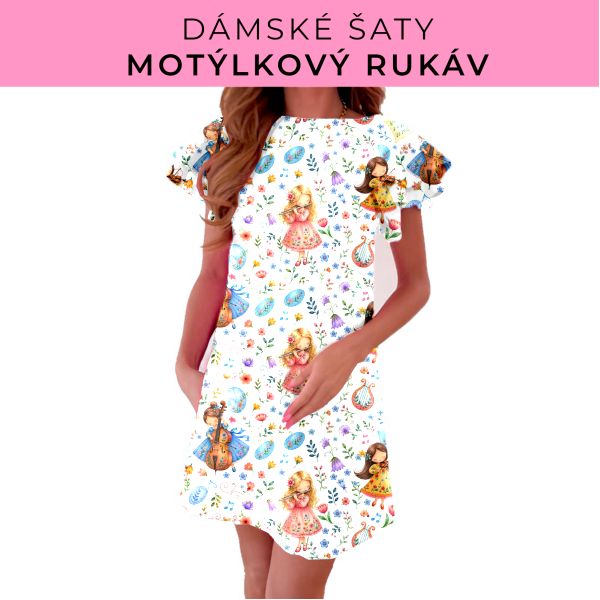 DÁMSKÝ střih - šaty s motýlkovým rukávem
