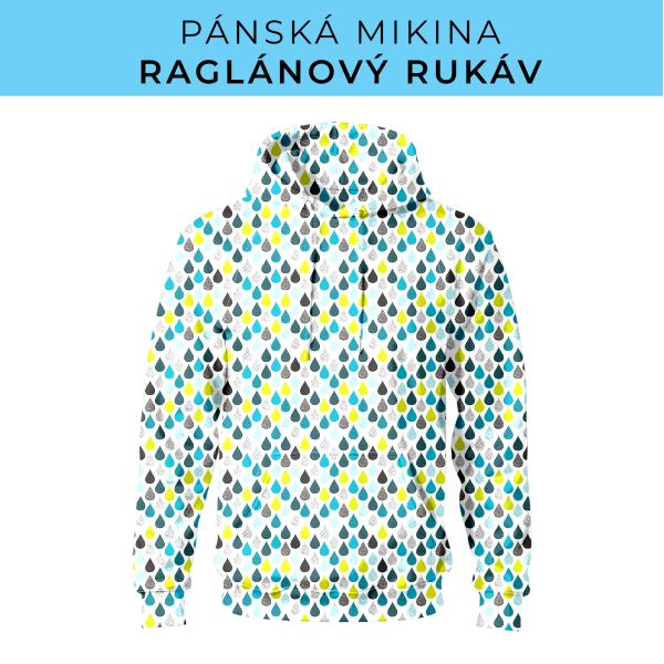 PÁNSKÝ střih - mikina raglan ZÁKLADNÍ s kapucí