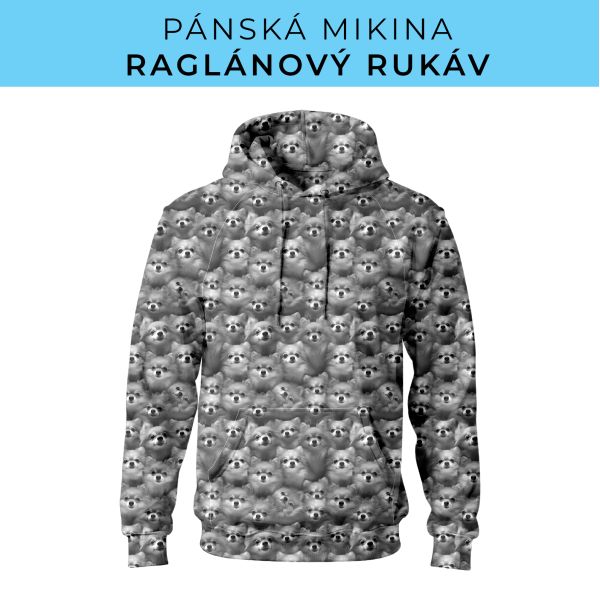 PÁNSKÝ střih - mikina raglan ZÁKLADNÍ s kapucí