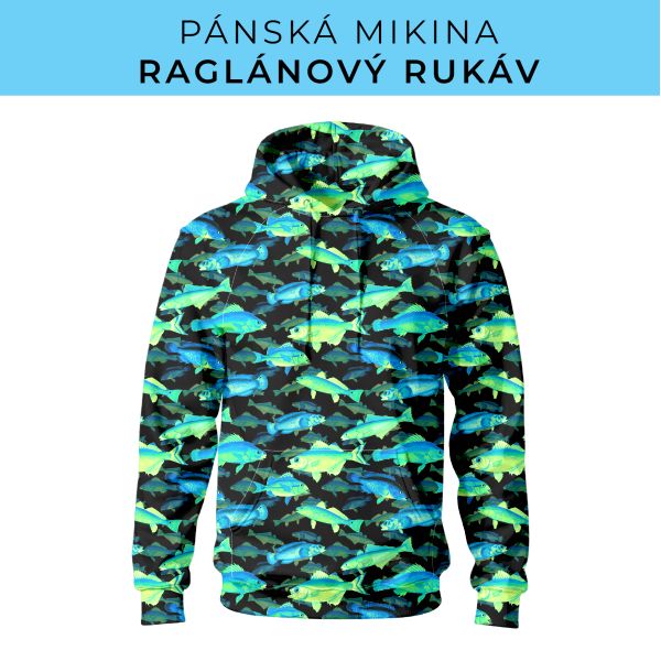 PÁNSKÝ střih - mikina raglan ZÁKLADNÍ s kapucí
