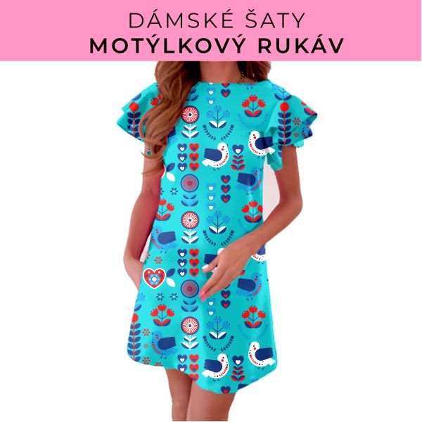 DÁMSKÝ střih - šaty s motýlkovým rukávem