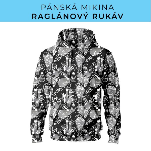 PÁNSKÝ střih - mikina raglan ZÁKLADNÍ s kapucí