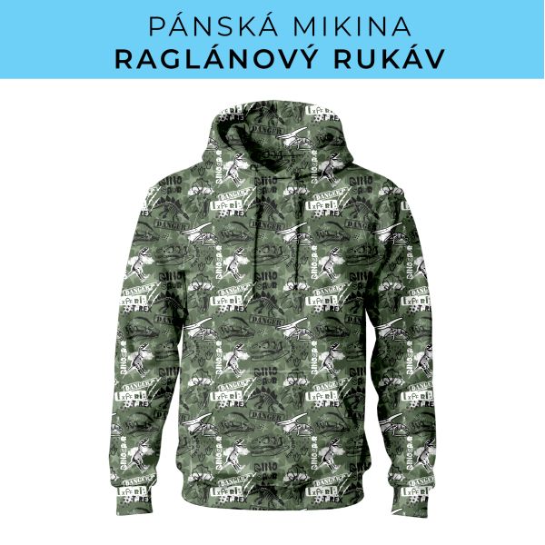 PÁNSKÝ střih - mikina raglan ZÁKLADNÍ s kapucí