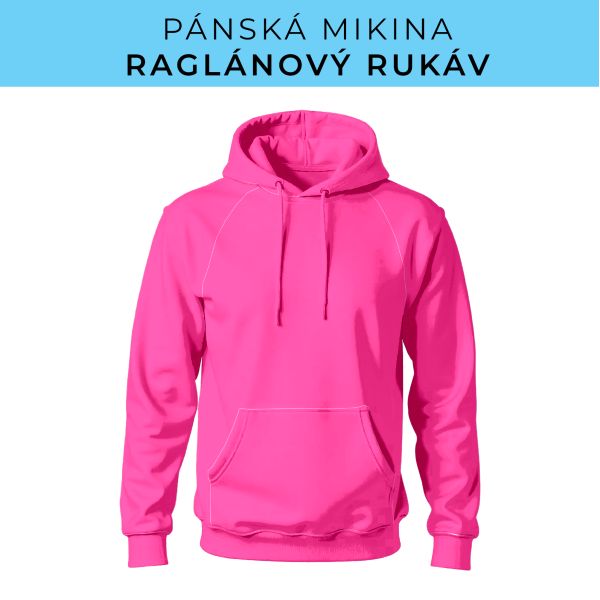 PÁNSKÝ střih - mikina raglan ZÁKLADNÍ s kapucí