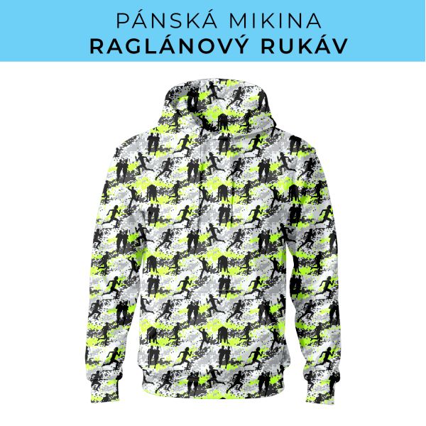 PÁNSKÝ střih - mikina raglan ZÁKLADNÍ s kapucí