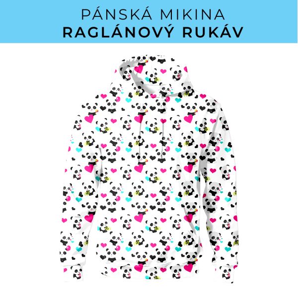 PÁNSKÝ střih - mikina raglan ZÁKLADNÍ s kapucí