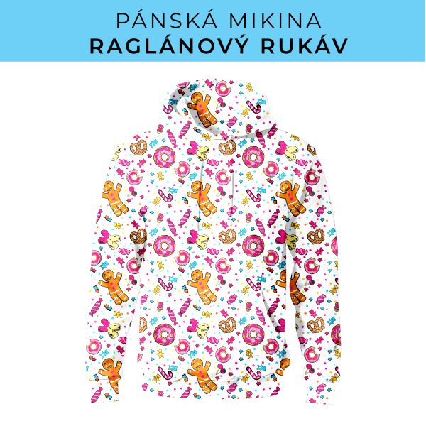 PÁNSKÝ střih - mikina raglan ZÁKLADNÍ s kapucí