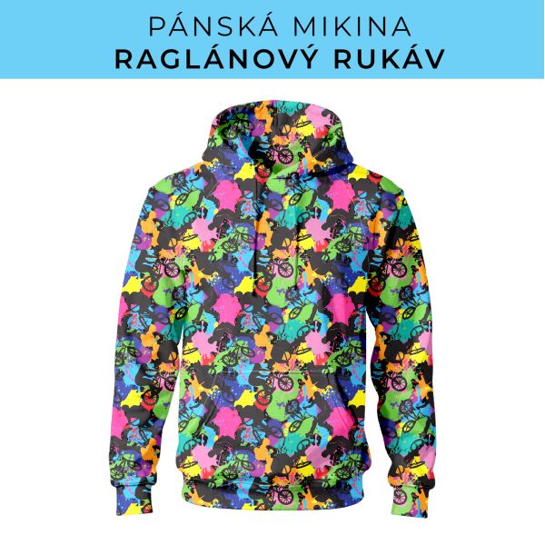 PÁNSKÝ střih - mikina raglan ZÁKLADNÍ s kapucí