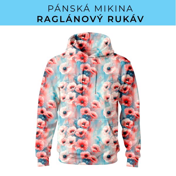 PÁNSKÝ střih - mikina raglan ZÁKLADNÍ s kapucí