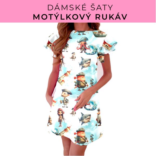 DÁMSKÝ střih - šaty s motýlkovým rukávem