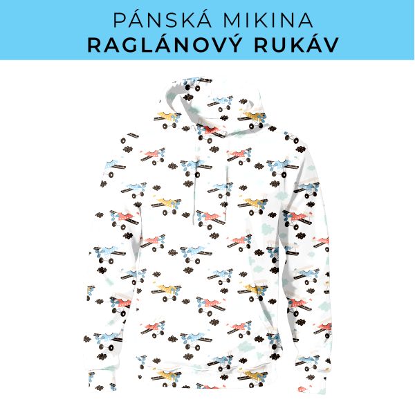 PÁNSKÝ střih - mikina raglan ZÁKLADNÍ s kapucí