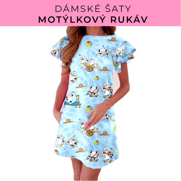 DÁMSKÝ střih - šaty s motýlkovým rukávem