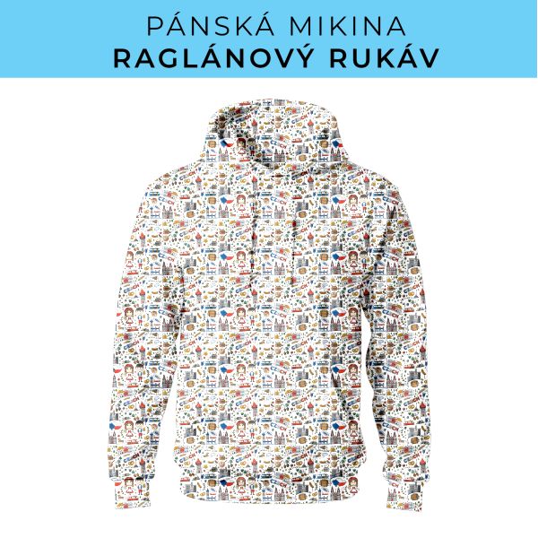 PÁNSKÝ střih - mikina raglan ZÁKLADNÍ s kapucí