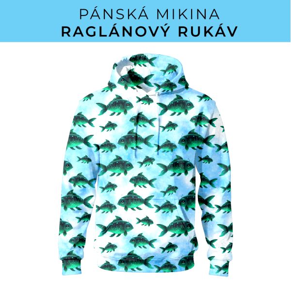 PÁNSKÝ střih - mikina raglan ZÁKLADNÍ s kapucí