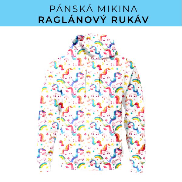 PÁNSKÝ střih - mikina raglan ZÁKLADNÍ s kapucí