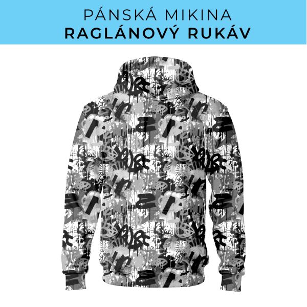 PÁNSKÝ střih - mikina raglan ZÁKLADNÍ s kapucí