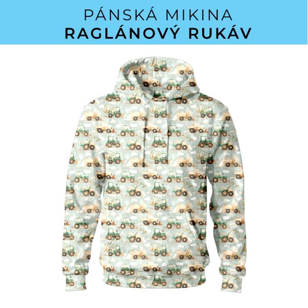 PÁNSKÝ střih - mikina raglan ZÁKLADNÍ s kapucí