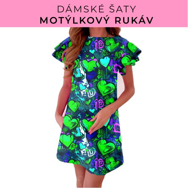 DÁMSKÝ střih - šaty s motýlkovým rukávem