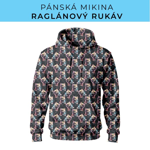 PÁNSKÝ střih - mikina raglan ZÁKLADNÍ s kapucí