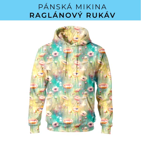 PÁNSKÝ střih - mikina raglan ZÁKLADNÍ s kapucí