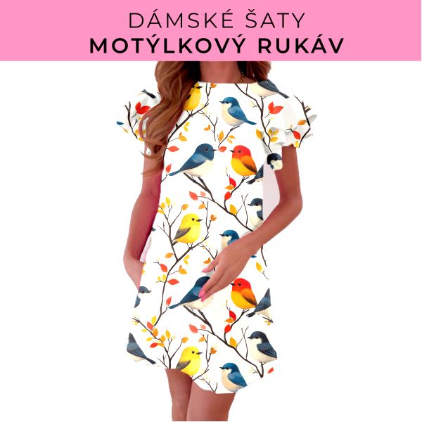 DÁMSKÝ střih - šaty s motýlkovým rukávem