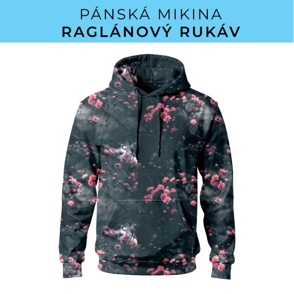 PÁNSKÝ střih - mikina raglan ZÁKLADNÍ s kapucí