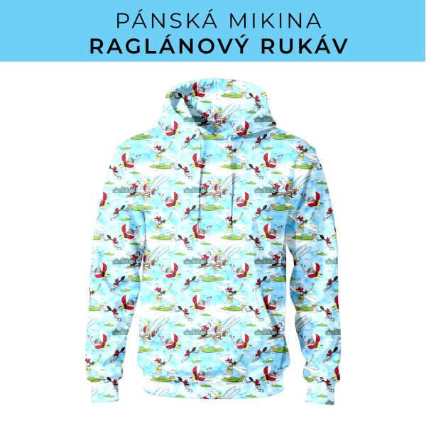 PÁNSKÝ střih - mikina raglan ZÁKLADNÍ s kapucí